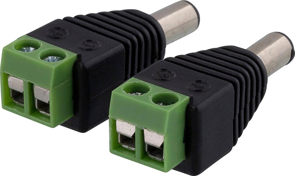 2-pin Terminal block to 5.5 DC, 2-Pack, Screw, 5.5 DC male