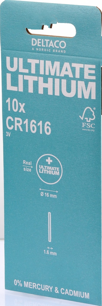 DELTACO Ultimate Lithium battery, 3V, CR1616 button cell, 10-pack