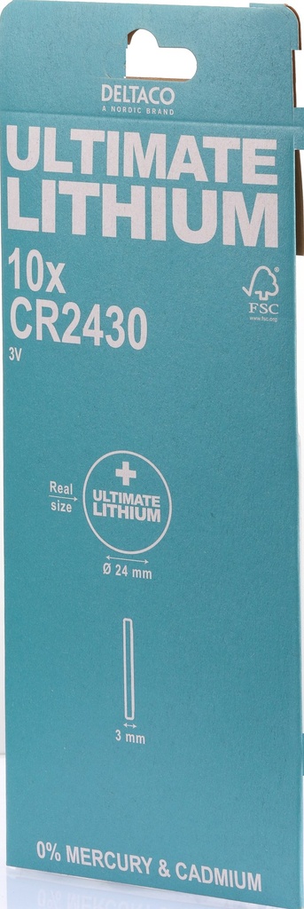 DELTACO Ultimate Lithium battery, 3V, CR2430 button cell, 10-pack