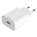 DELTACO USB wall charger, 1x USB-A, fast charging 18 W, white