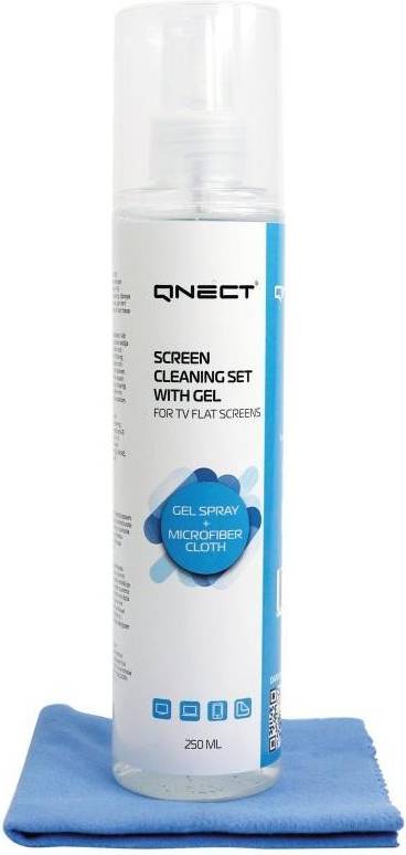 Qnect Cleaning Skärmrengöringsspray, 250 ml + mikrofiberduk