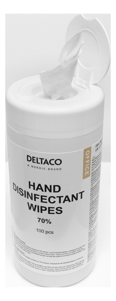 DELTACO Hand disinfectant wipes 100 wipes 70% alcohol glycerin&aloe