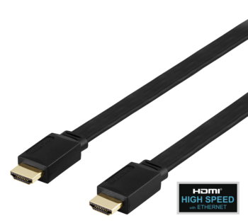 DELTACO Flat High Speed with Ethernet HDMI cable, 5m, black