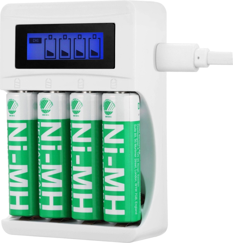 Ultimate Ni-Mh USB charger with 4 x AA batteries