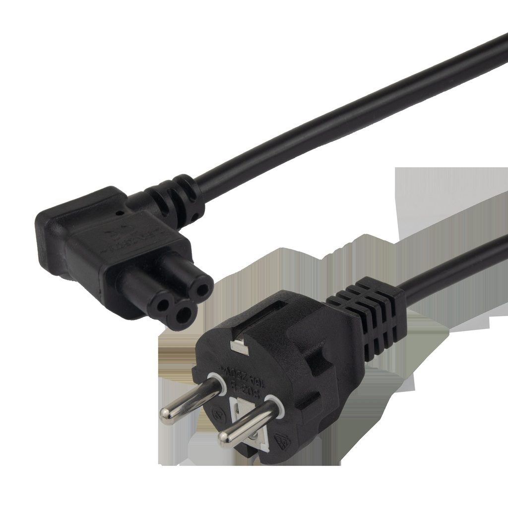 DELTACO Device Cable, straight CEE 7/7 - left angle IEC C5, 5,0m